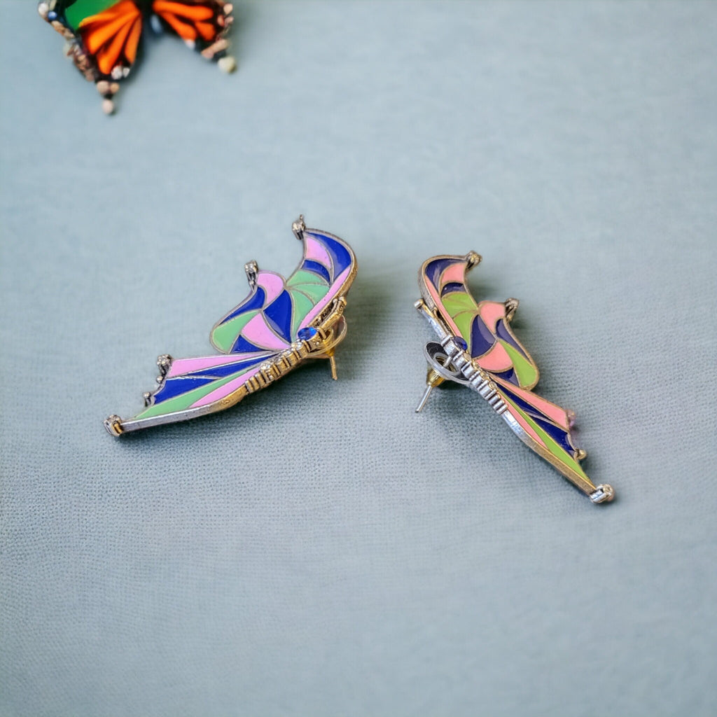 Handmade Painted Butterfly Stud Earrings: Bollywood Party Jewelry