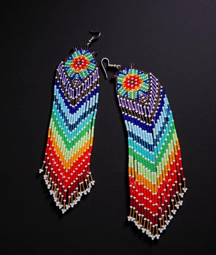 Handmade Seed Bead Earrings: Colorful Boho Chic Dangle Earrings