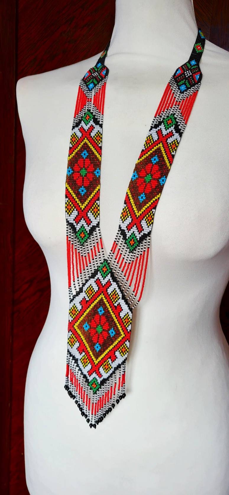 Ręcznie robiony NASZYJNIK Z KORALIKÓW, Letnia biżuteria, Naszyjnik Mandala, Naszyjnik Boho, Biżuteria ręcznie robiona