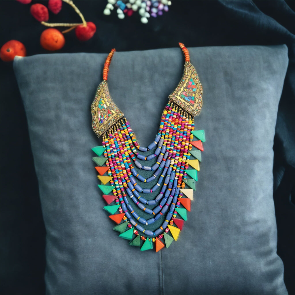 Nepalese/ Tibetan Ethnic Beaded Multicolur Necklace, Large, Boho Style,Multi-Strand, Ethnic Jewellery, Gift For Her,Boho Necklace ,Ethnic