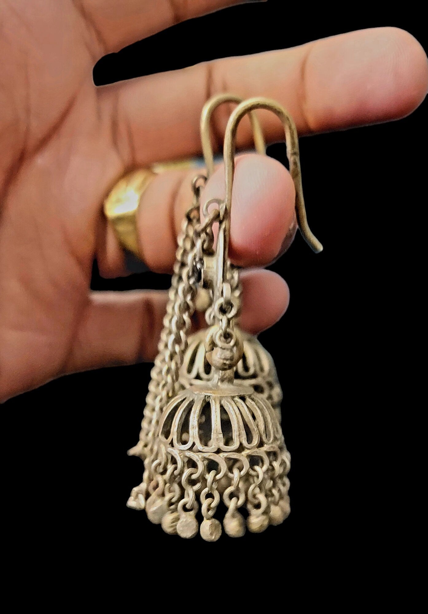Stare afgańskie Jhumki, Miłośniczka vintage, Styl vintage, Biżuteria vintage, Antyk, Prezent, Przesyłanie miłości, Indyjskie Jhumki, Styl Banjara, Biżuteria plemienna,