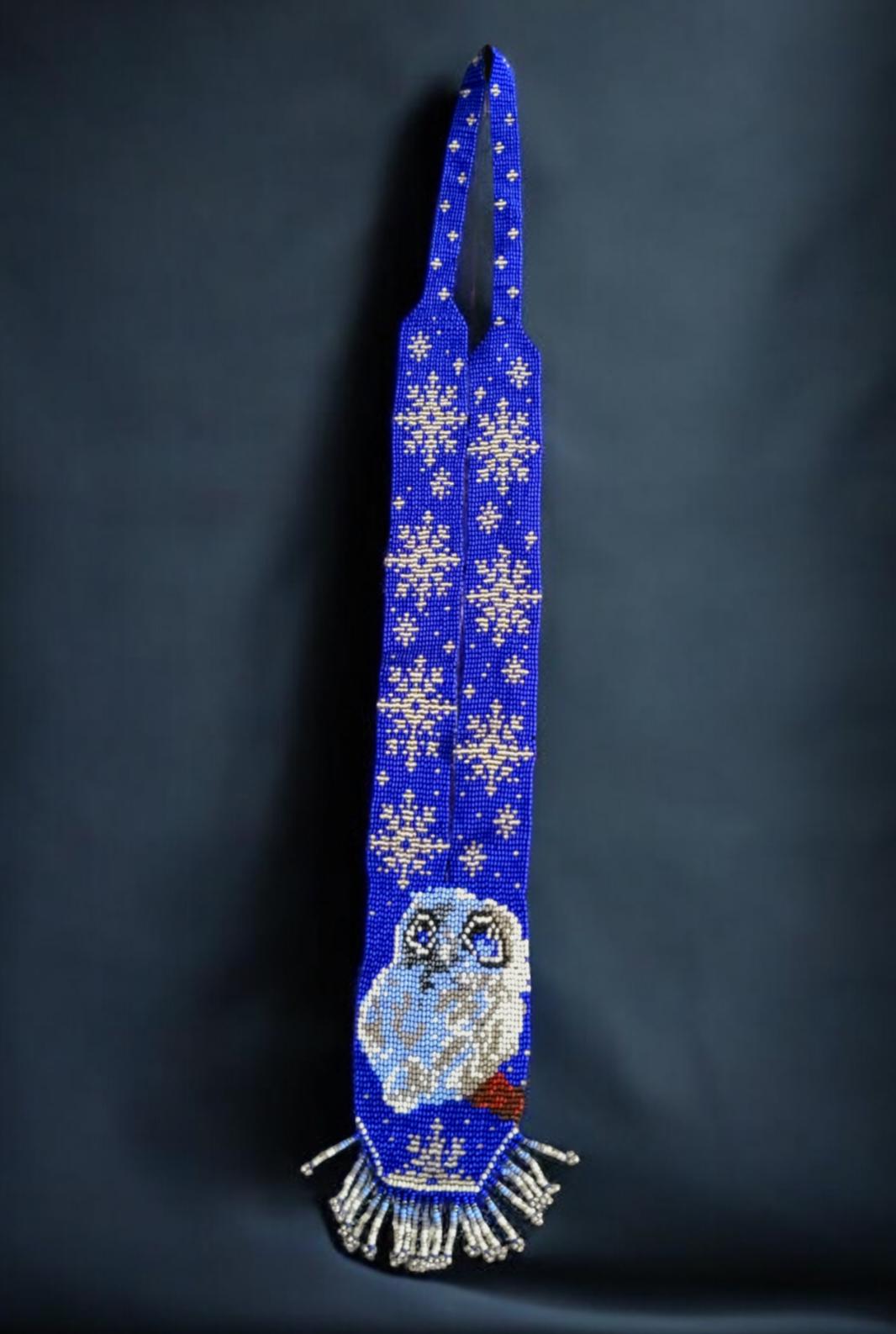Handmade Beaded Owl Necklace: Long Spirit Animal Jewelry