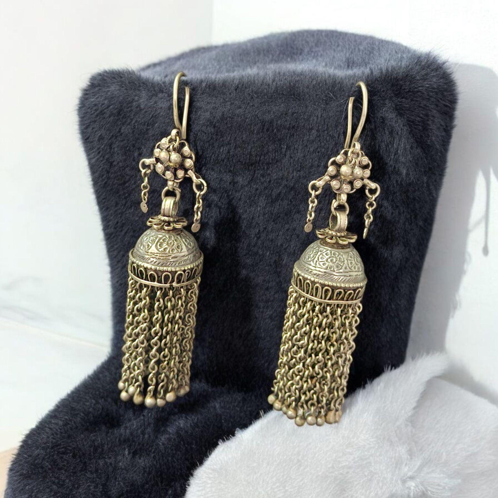 Antique Tassles Earring.Old Kochi Earring.Tribal Jewelry.Ethnic.Earring.Kuchi Earring.Authentic Earring,Vintage Earrings,Silver Earrings