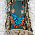 Nepalese Turquoise Beaded Necklace: Boho Ethnic Jewelry