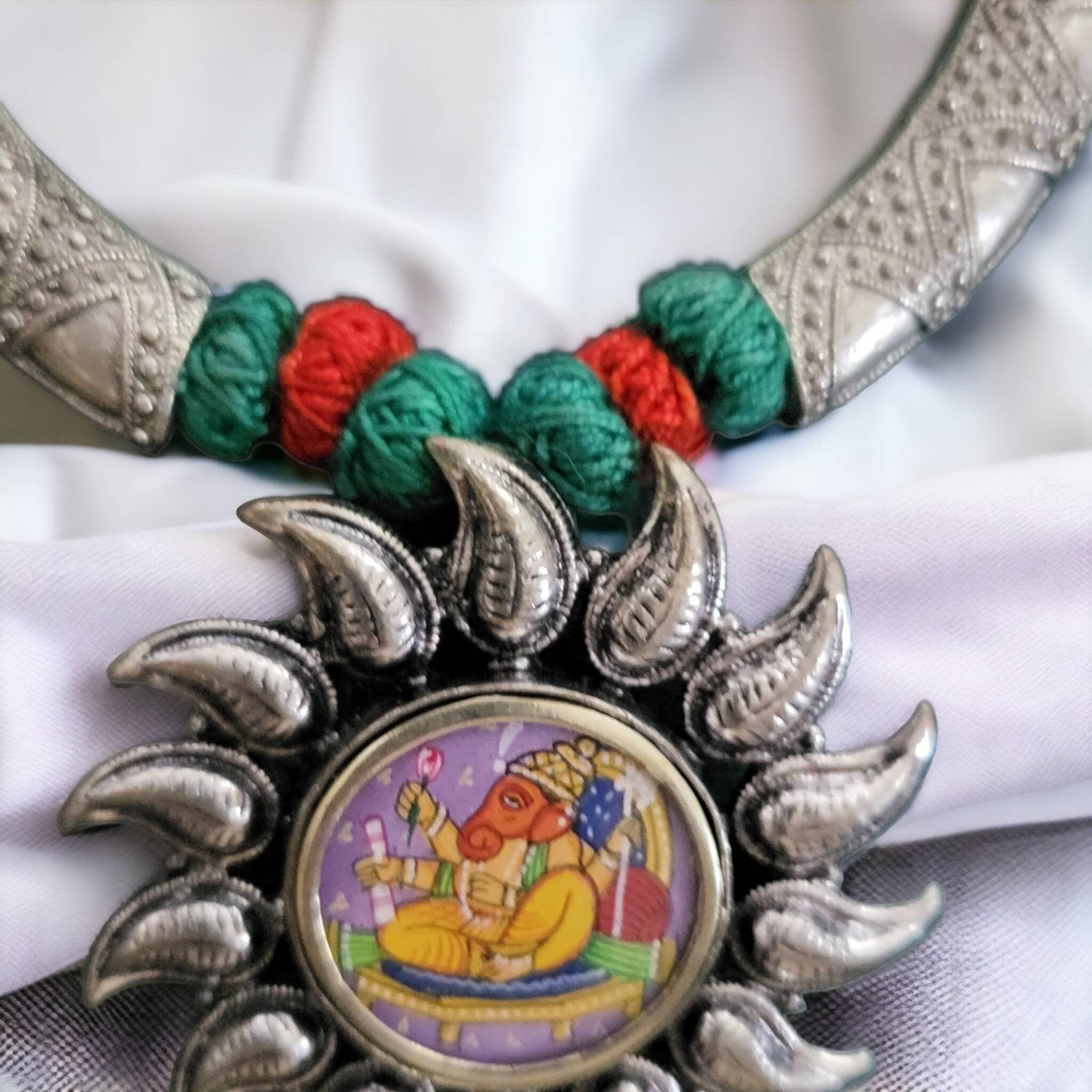 Handmade Ganesha Necklace: Hindu God Jewelry, Good Luck Charm