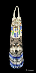 Handmade Beaded Wolf Necklace: Boho Mandala Animal Lover Gift
