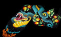 Artisan Loom Beaded Necklace with Serpent and Fruit Motifs