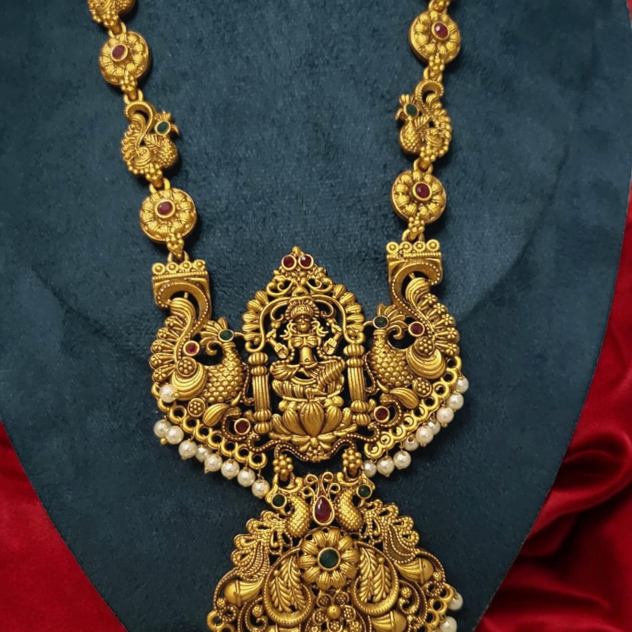 Gold Plated Laxmi Necklace Set: Indian Goddess Jewelry