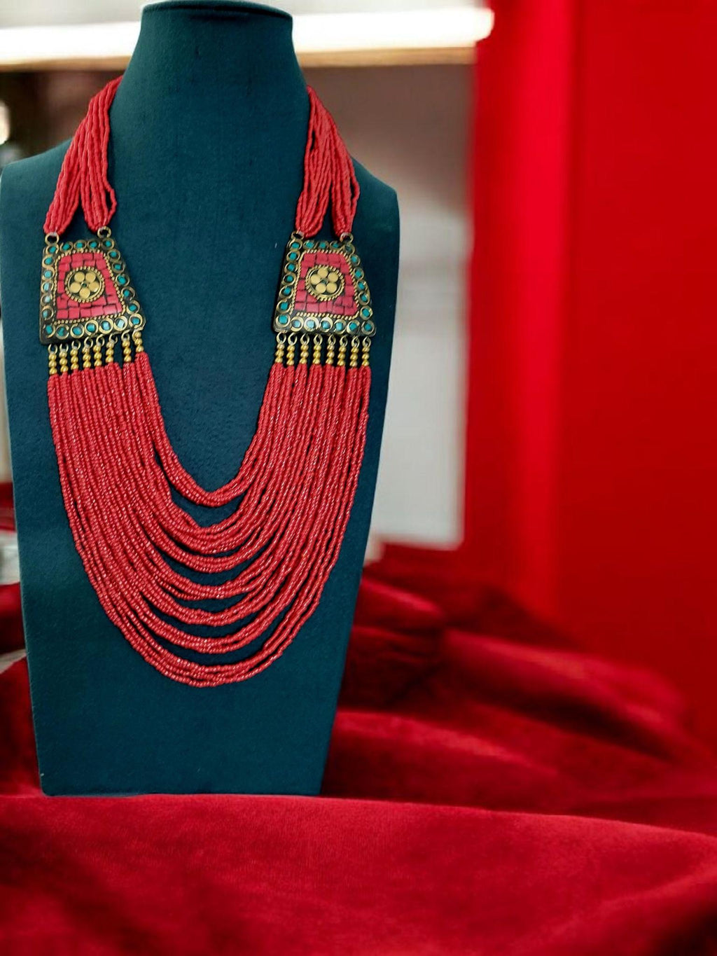 Tibetan Beaded Layered Necklace: Nepal Ethnic Boho Jewelry