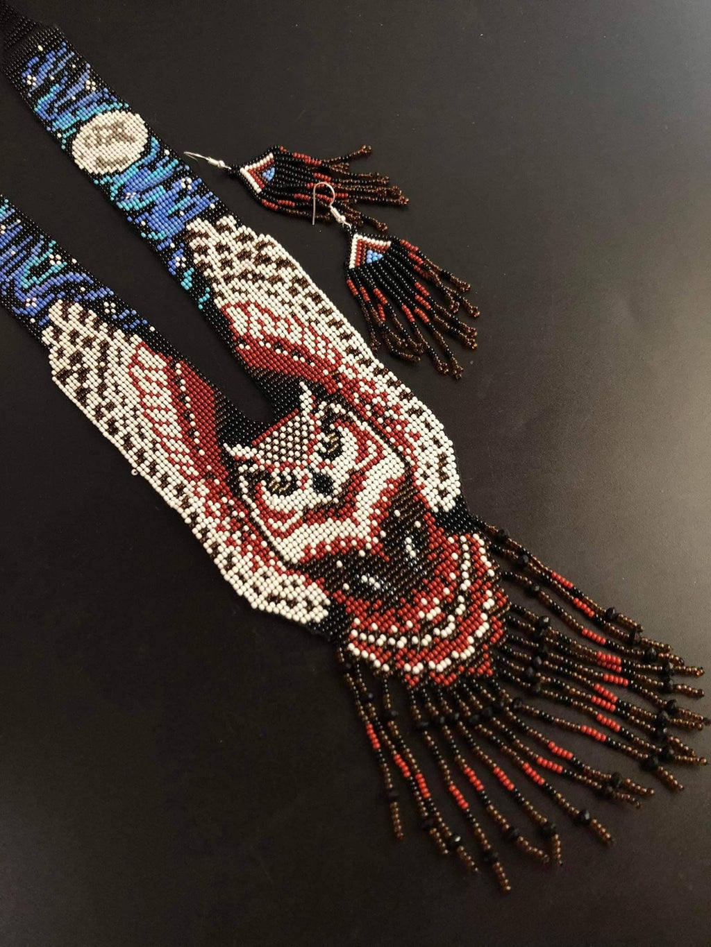 Handmade Beaded Owl Necklace: Long Statement Jewelry