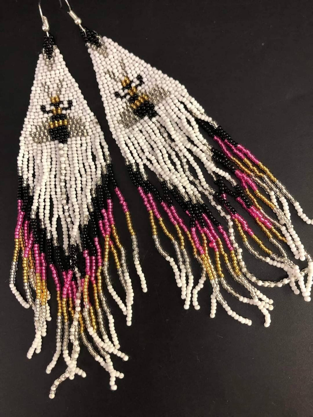 Beaded Bee Dangle Earrings: Handmade Statement Jewelry