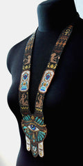 Handmade Egyptian Collar Necklace - Seed Bead Art,Tribal Art Necklace,Eye Necklace