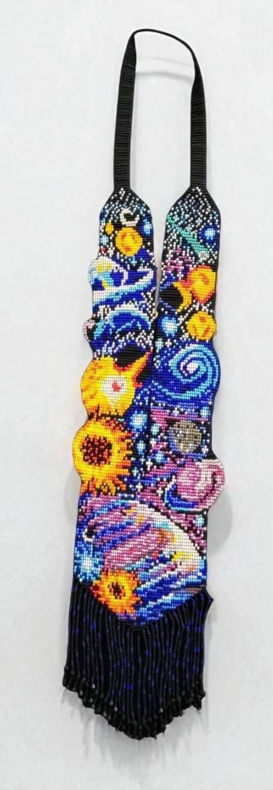 Handmade Loom Beaded Galaxy Necklace: Cosmic Planet Jewelry