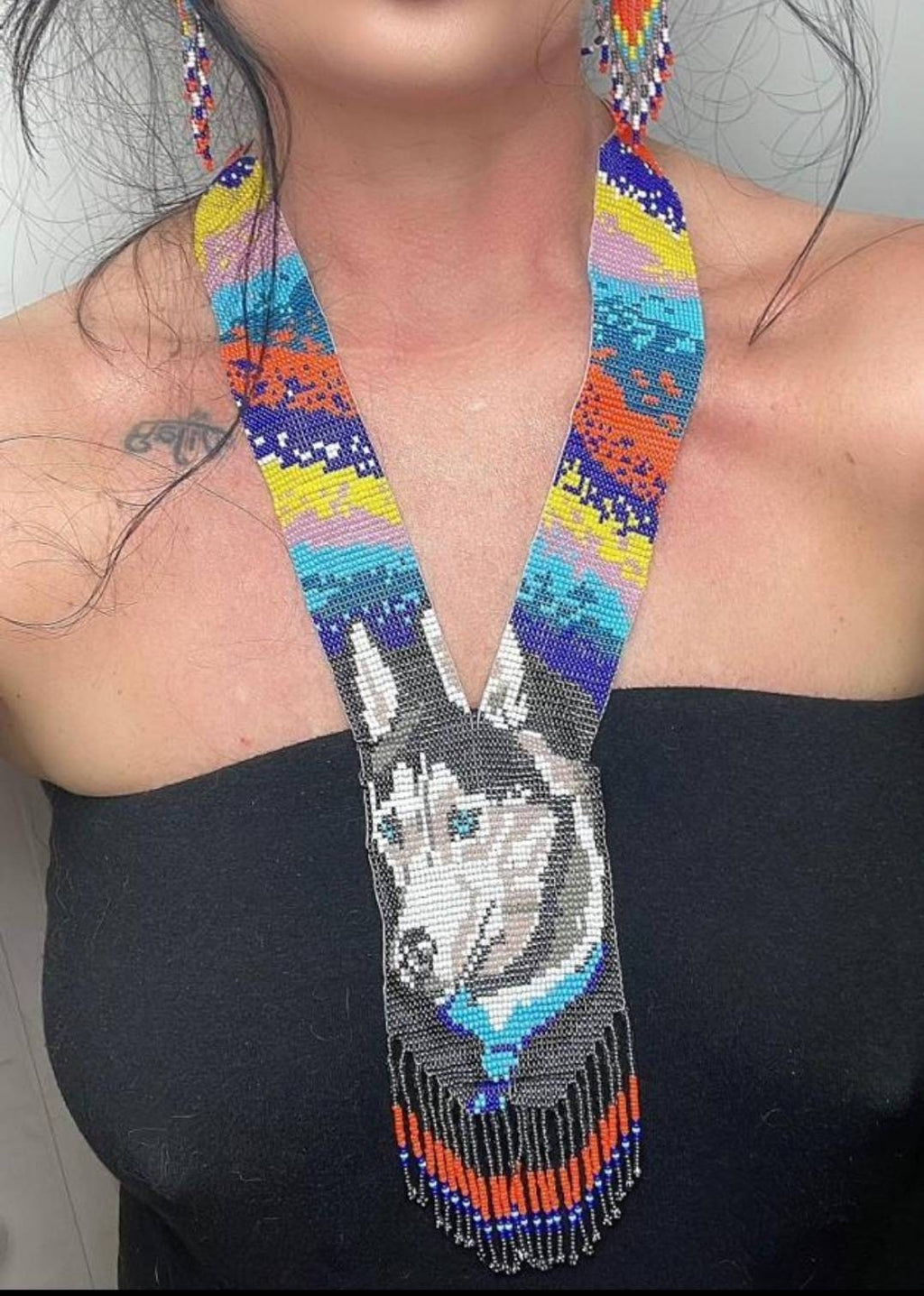 Handmade Beaded Dog Necklace: Boho Animal Lover Jewelry