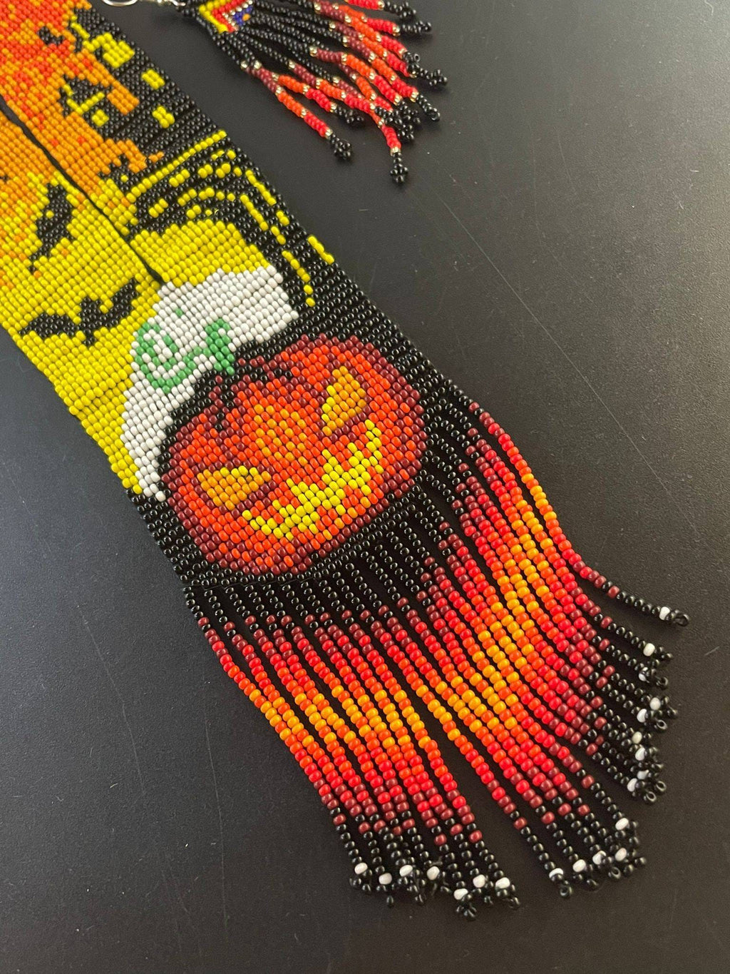 Handmade Beaded Halloween Necklace: Pumpkin Jewelry Set