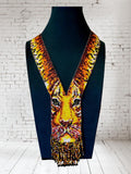 Handmade Royal Tiger Beaded Necklace: Ethnic Seed Bead Pendant