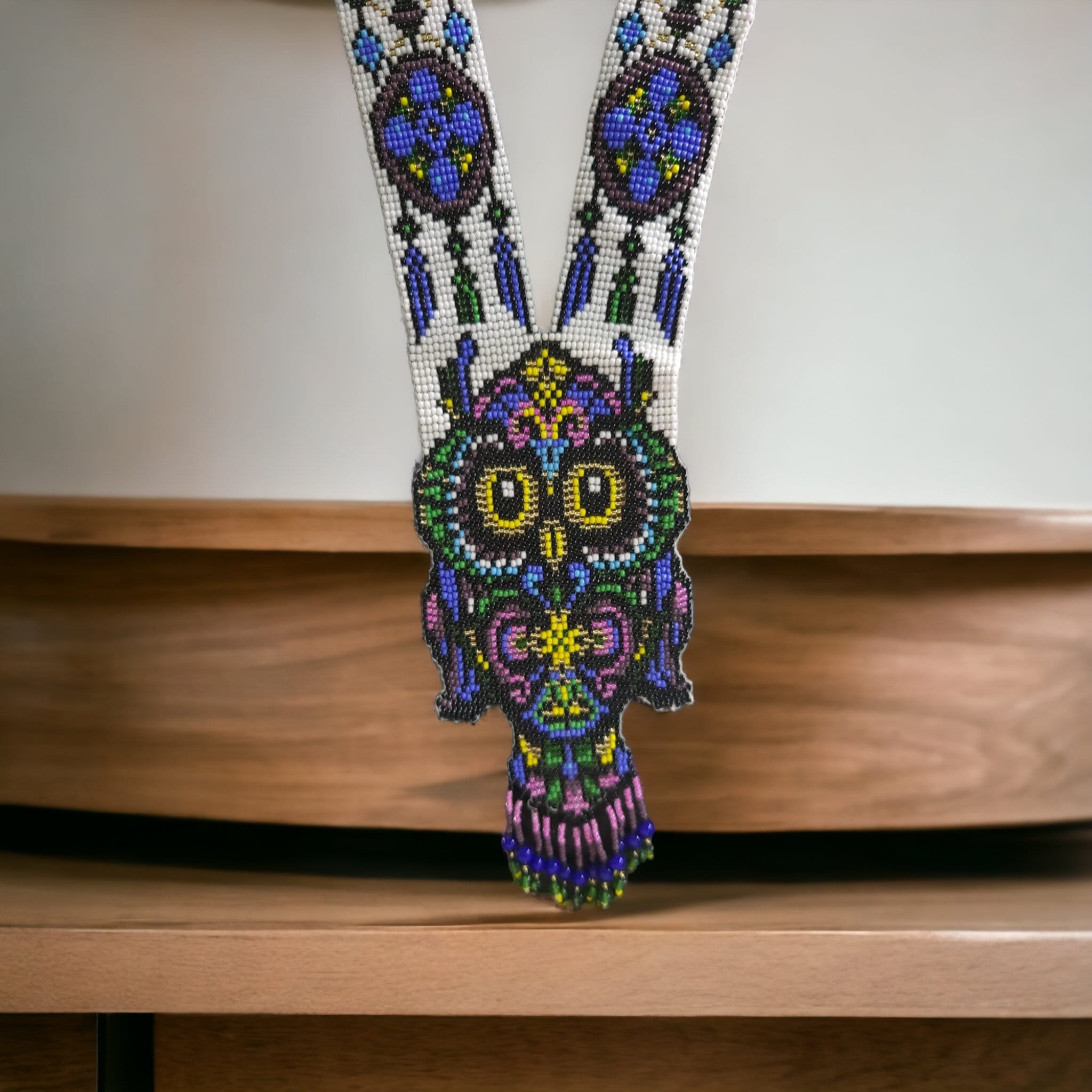 Handmade Beaded Owl Necklace: Long Statement Jewelry