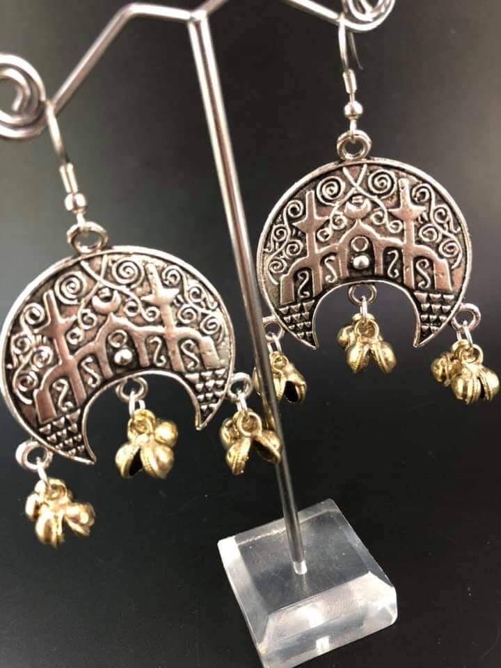Mosque shape earring, Beaded earring, German silver,gift for her,Religious jewellery, Earring,Moon Jewelry,