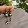Vintage Parrot Dangle Earrings with Green Enamel Accents, 8 cm