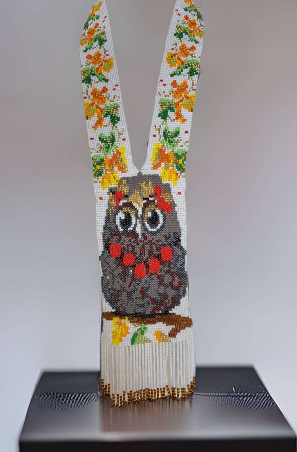 Handmade Beaded Owl Necklace: Long Statement Jewelry