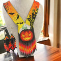Handmade Beaded Halloween Necklace: Pumpkin Jewelry Set