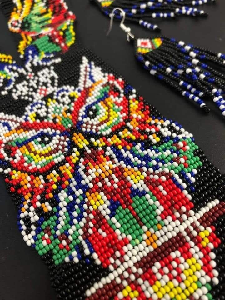 Handmade Loom Beaded Necklace and Earrings Set: Owl Design