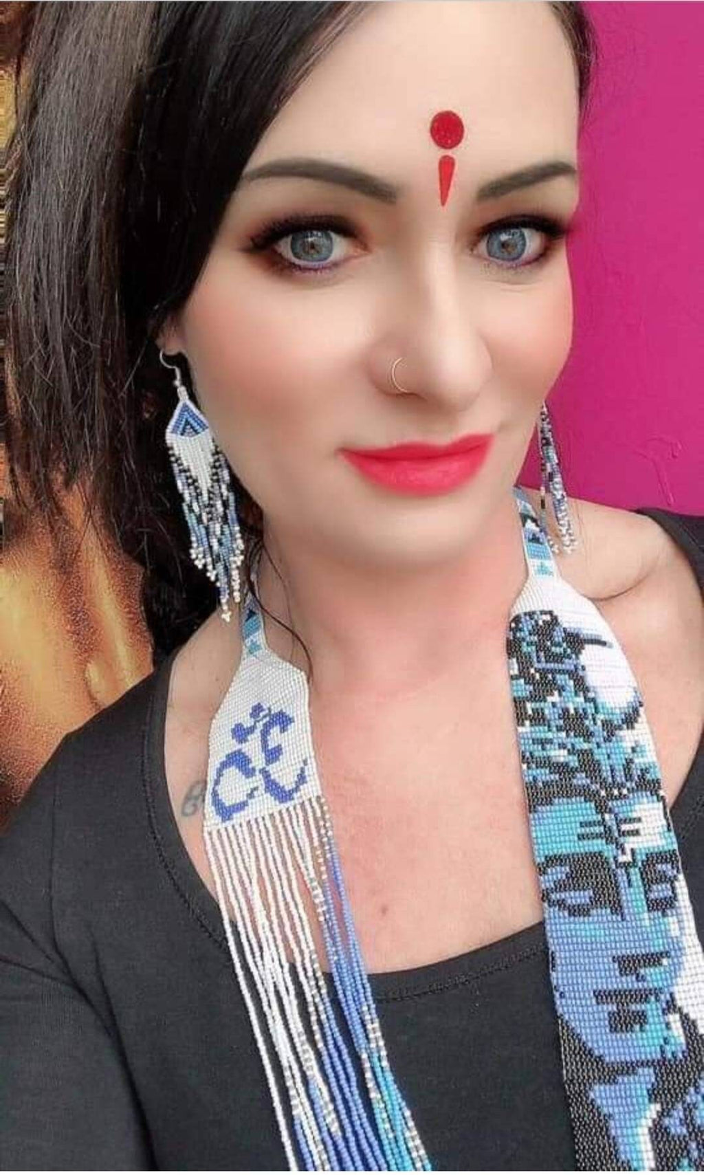 Handmade Shiva Beaded Necklace & Earrings Set