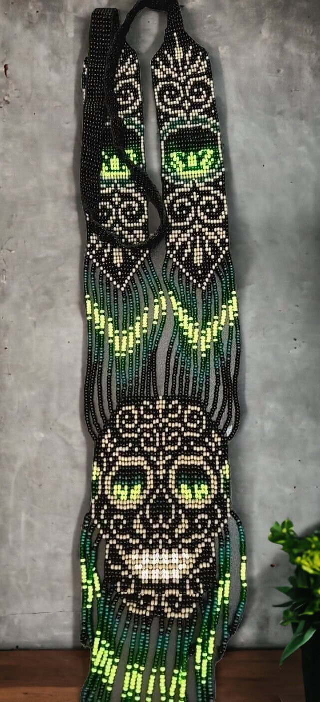 Handmade Seed Bead Skull Necklace: Ethnic Beaded Jewelry Set