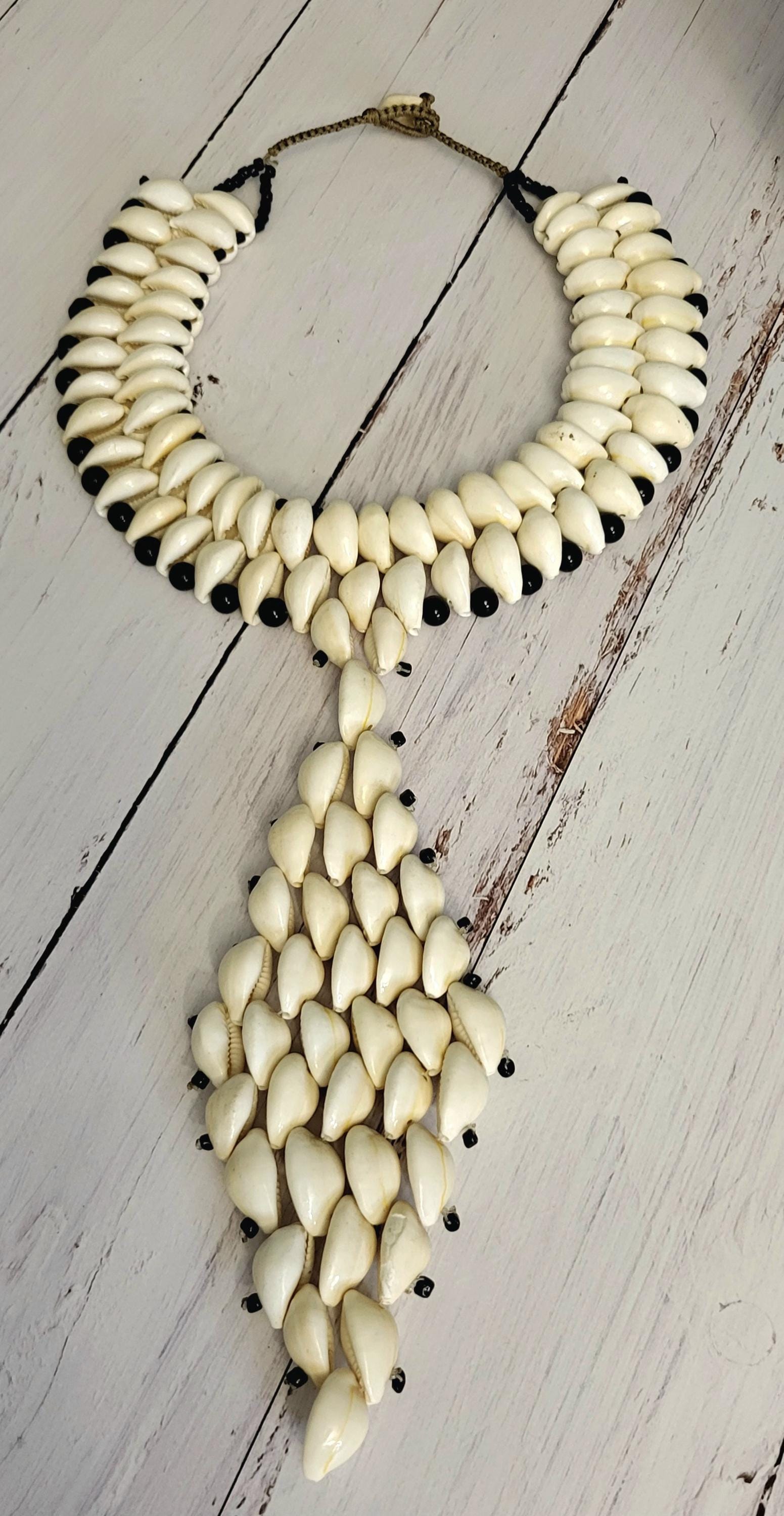 Handmade Cowrie Shell Bib Necklace: Beach Jewelry