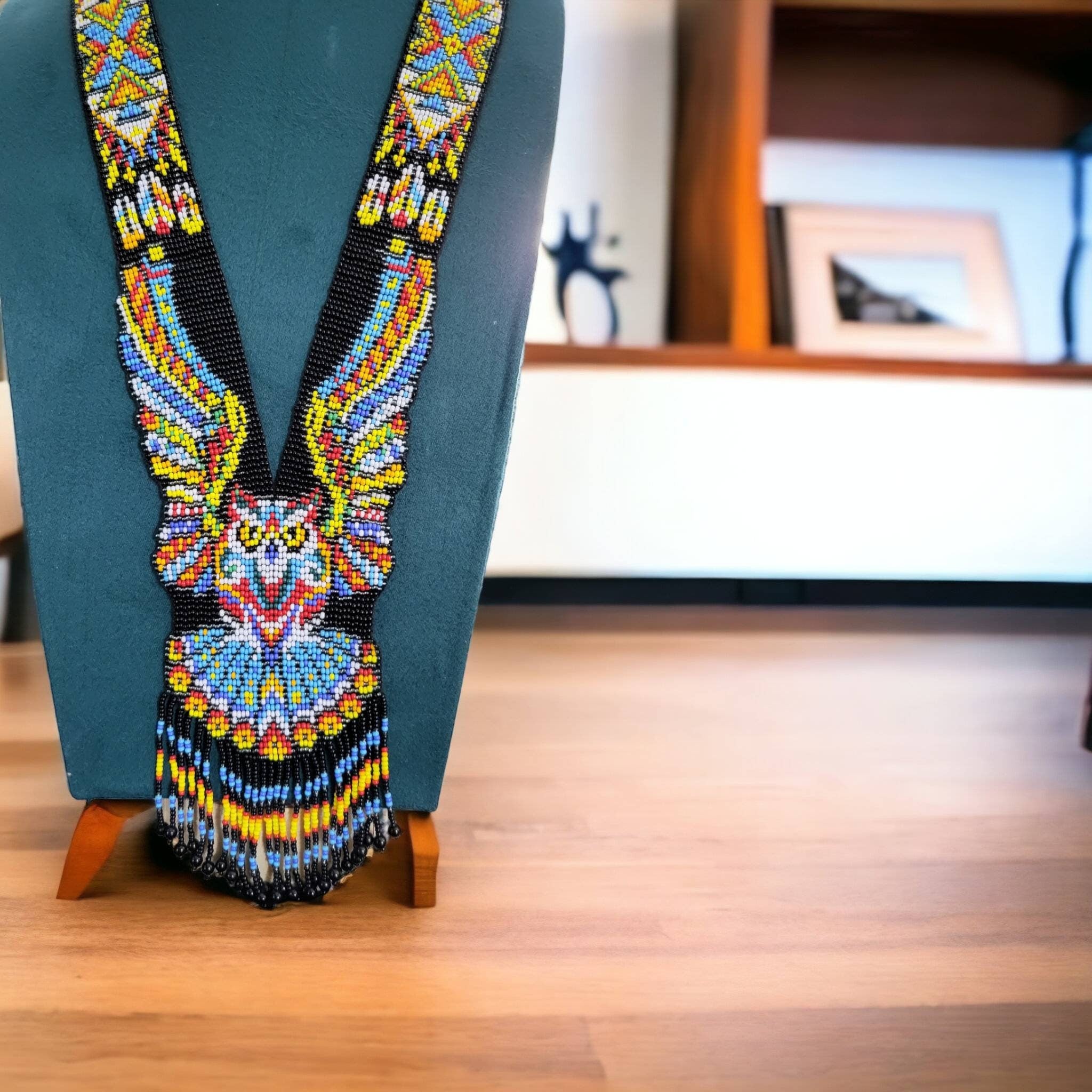 HANDMADE BEADED NECKLACE, Owl Necklace