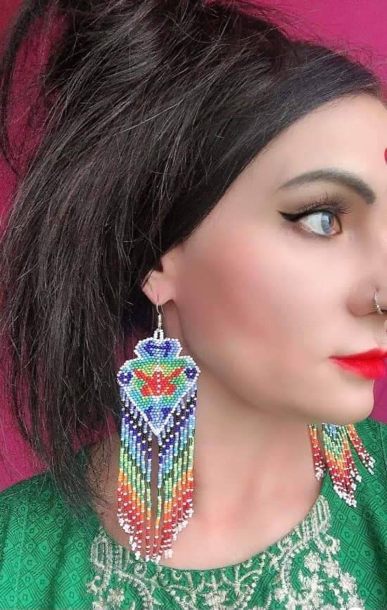 Handmade Seed Bead Earrings: Colorful Boho Chic Dangle Earrings