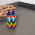 Beaded Mushroom Fringe Earrings: Toadstool Dangle Earrings