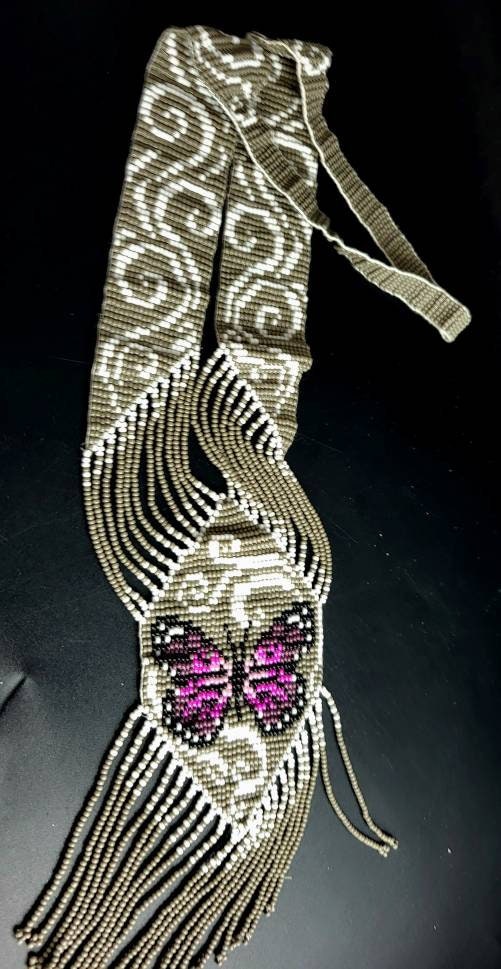 Handmade Beaded Butterfly Necklace: Boho Floral Jewelry