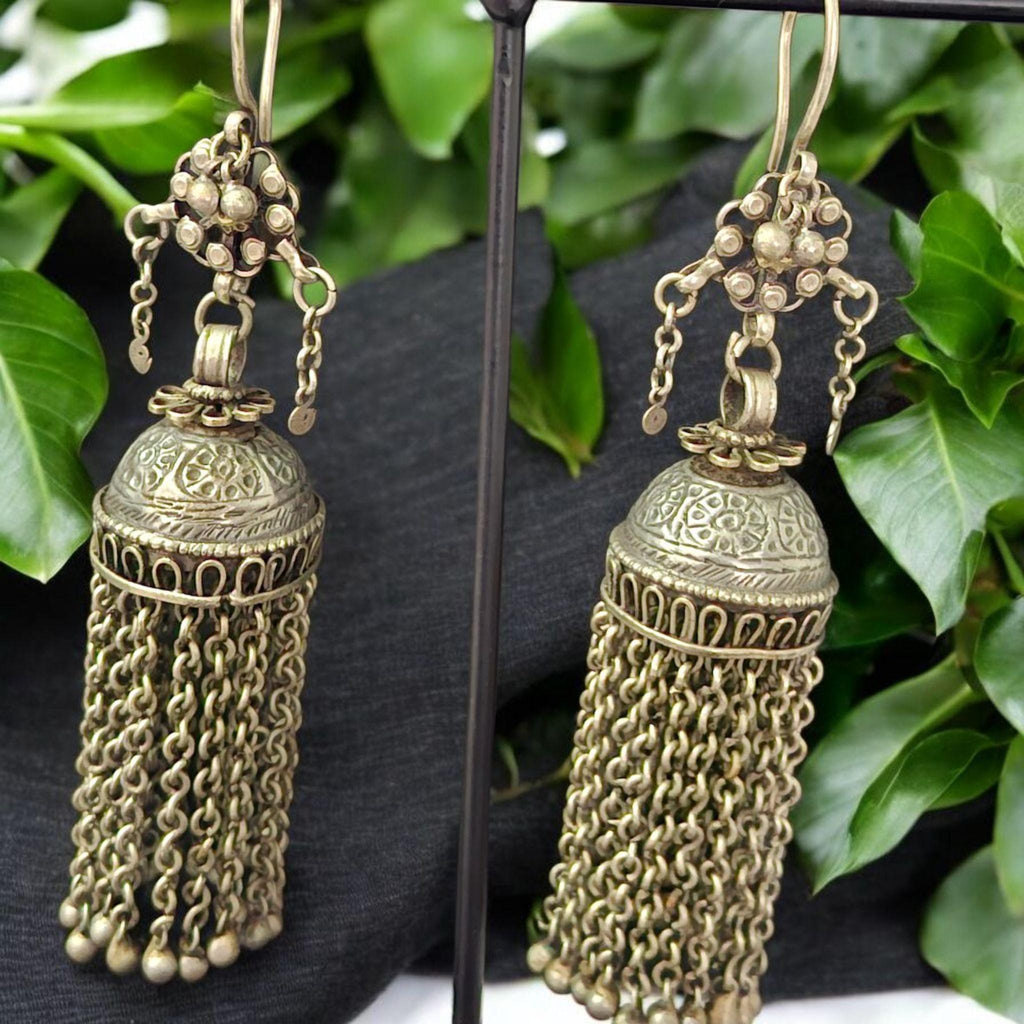 Antique Tassles Earring.Old Kochi Earring.Tribal Jewelry.Ethnic.Earring.Kuchi Earring.Authentic Earring,Vintage Earrings,Silver Earrings