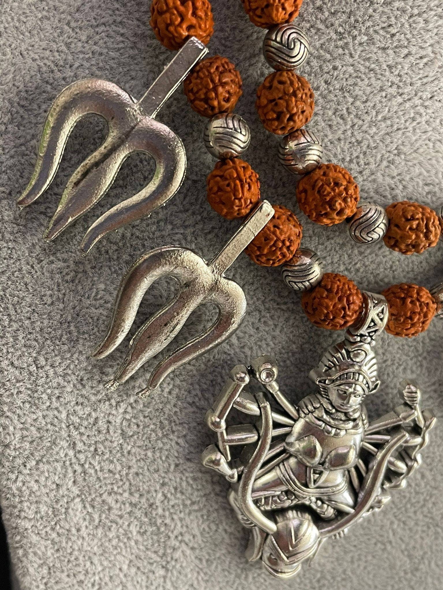 Kali Goddess Rudraksha Necklace: Hindu Amulet Pendant