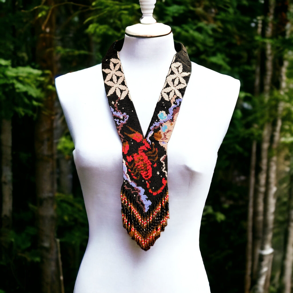 Handmade Scorpion Beaded Necklace: Loom Beadwork, Zodiac Jewelry