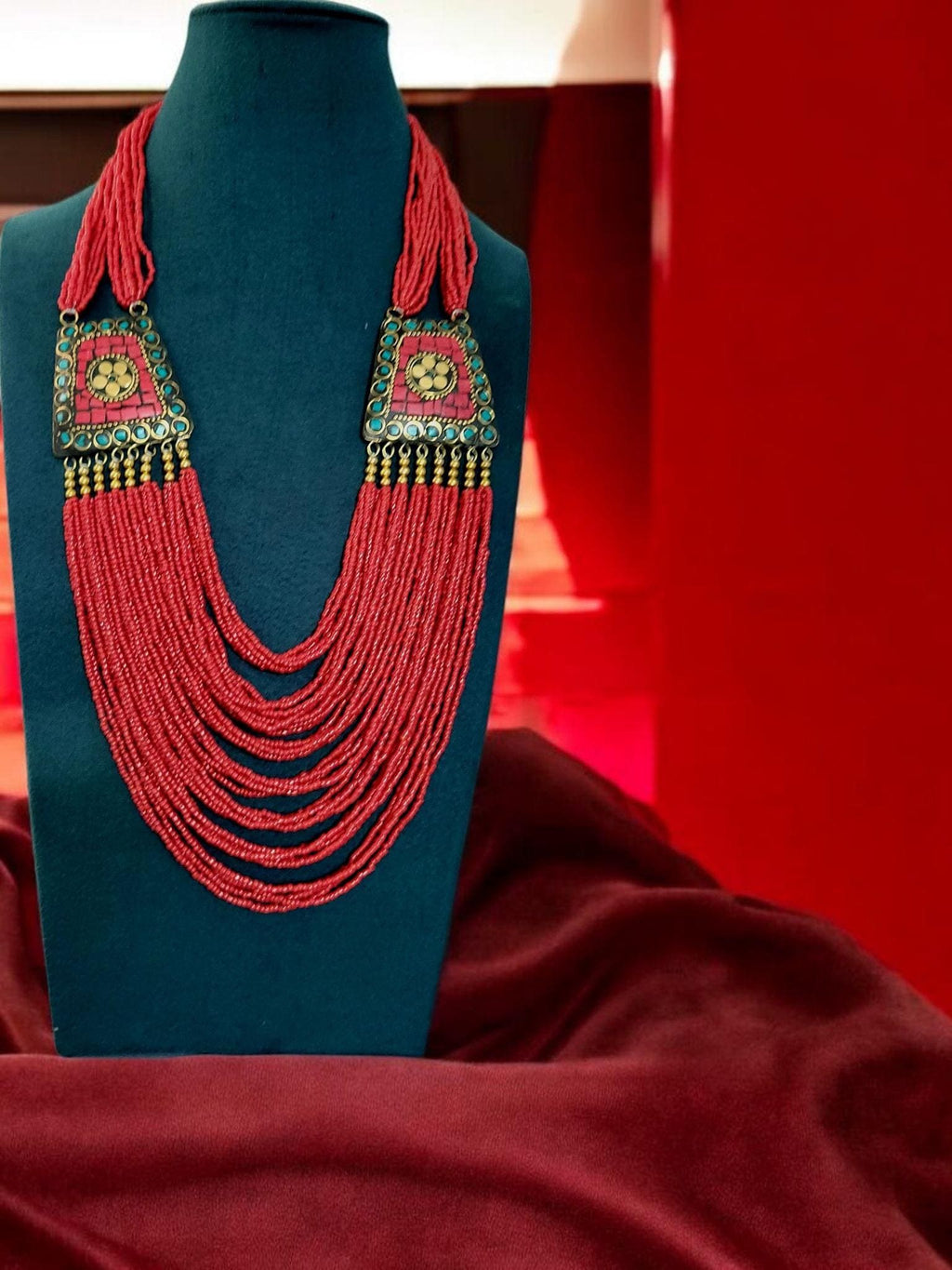 Tibetan Beaded Layered Necklace: Nepal Ethnic Boho Jewelry