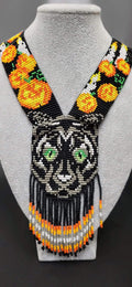 Beaded Cat &amp; Pumpkin Necklace Set: Halloween Statement Jewelry