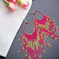 Fringe earrings ,Floral Earrings, Seeds Beads Earring,Gift for her