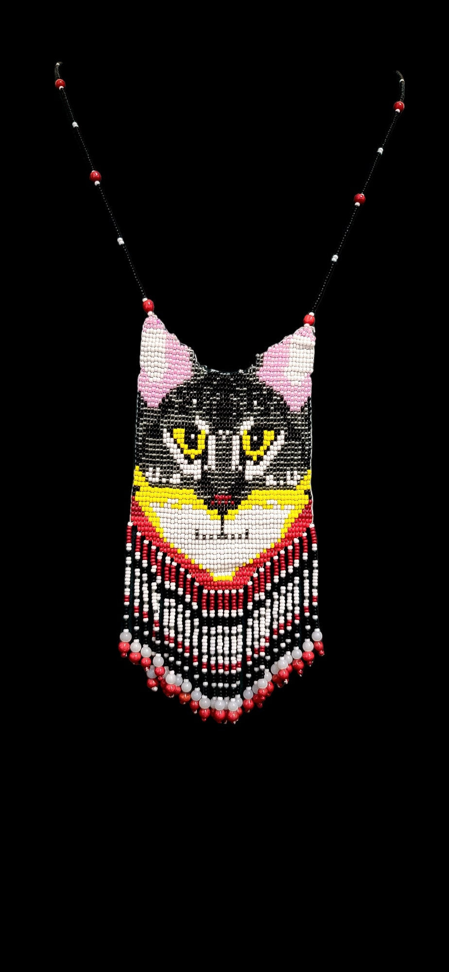 HANDMADE BEADED NECKLACE, Cat Lover ,Halloween Jewelry,Gift For Her