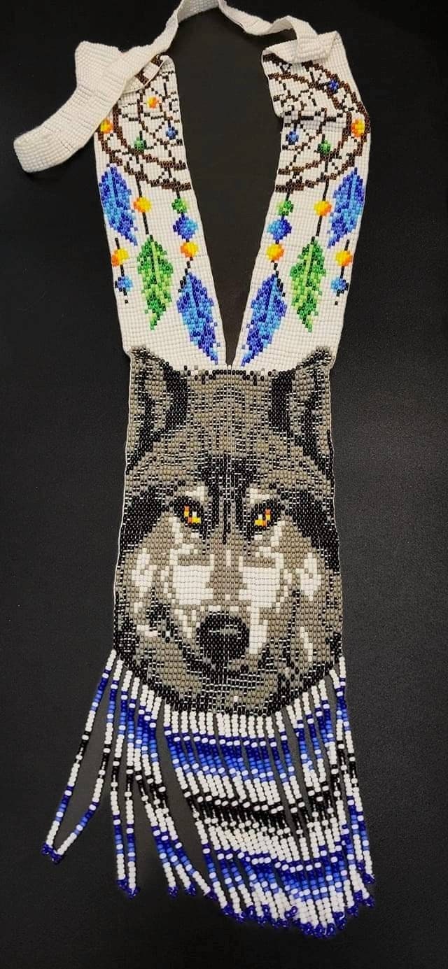 Handmade Beaded Wolf Necklace: Boho Mandala Animal Lover Gift