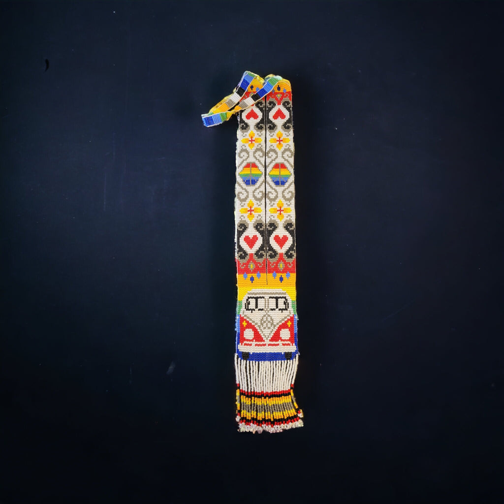 Rainbow Seed Bead Necklace: Boho Hippie VW Bus Pendant