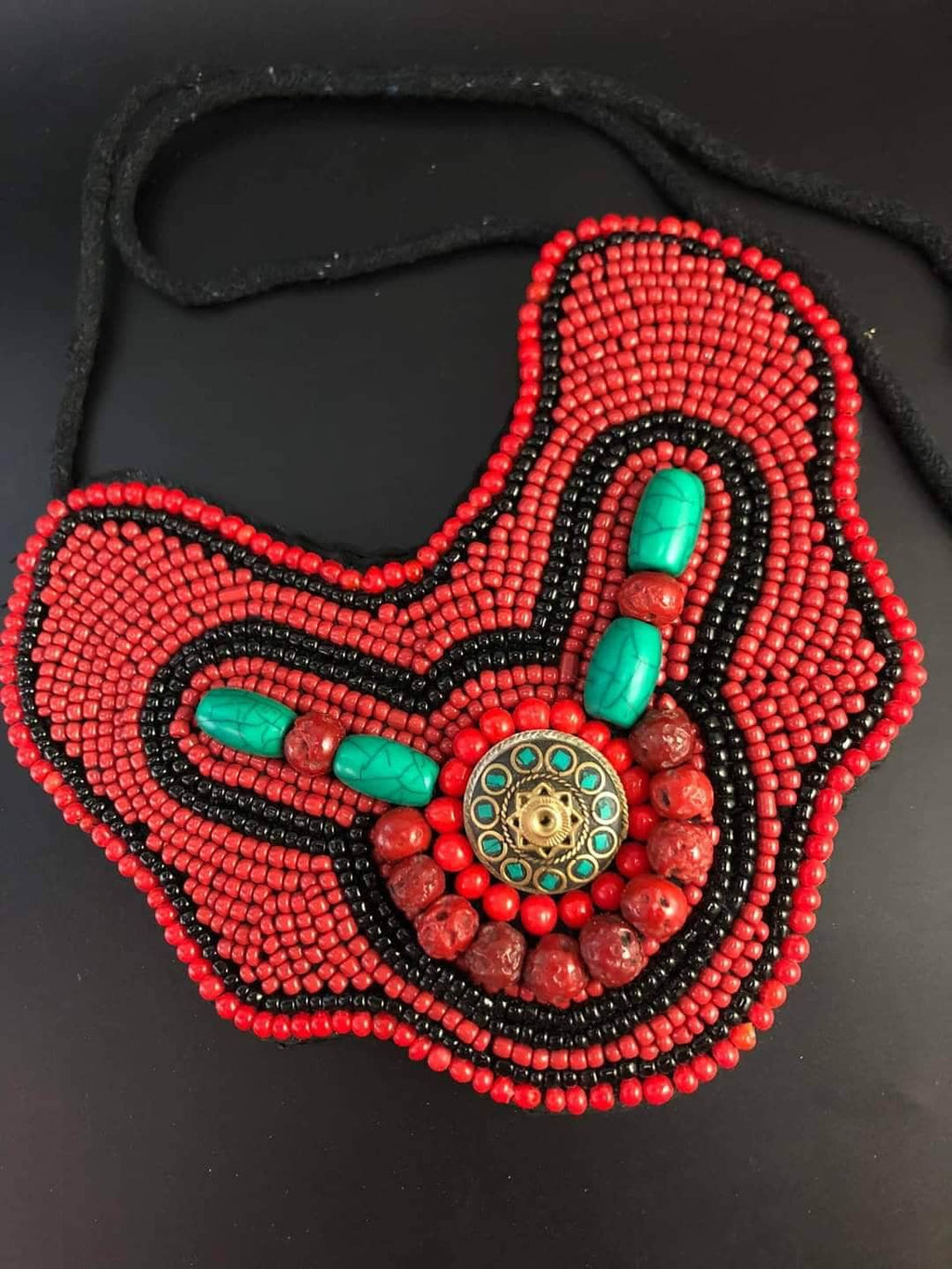 Nepalese Tribal Layered Necklace: Tibetan Beaded Statement Jewelry