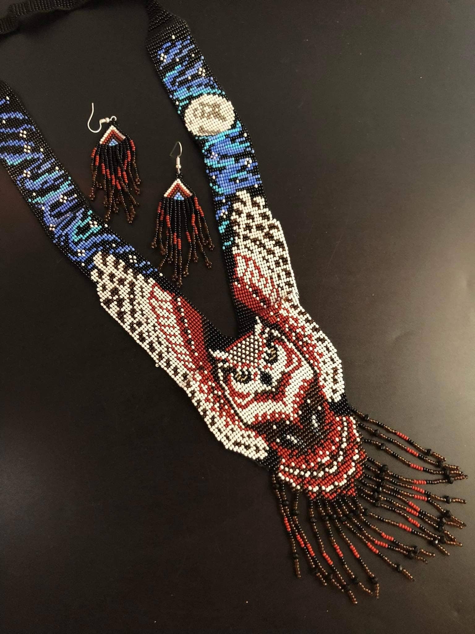 Handmade Beaded Owl Necklace: Long Statement Jewelry