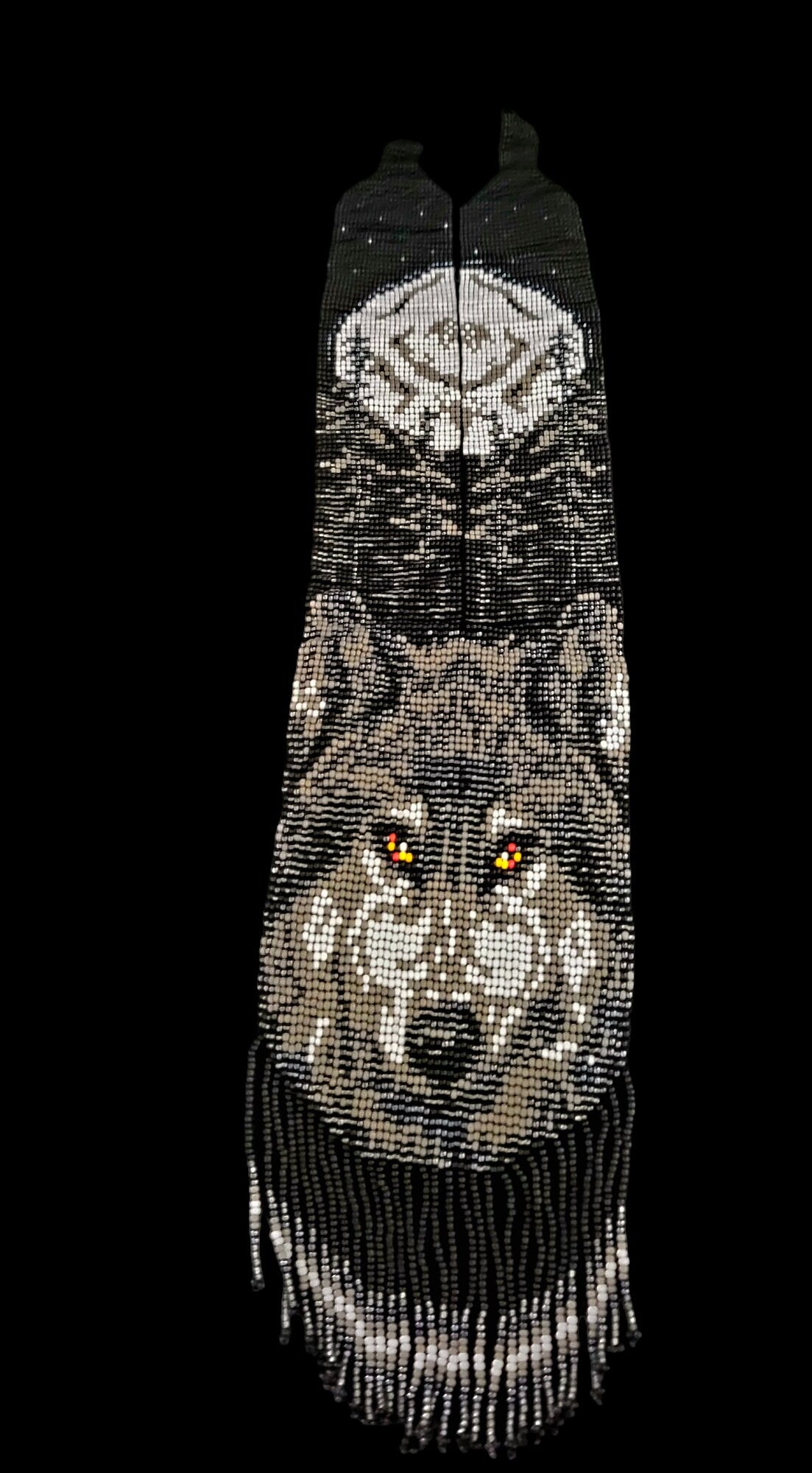 Handmade Beaded Wolf Necklace & Earrings: Boho Animal Lover Jewelry