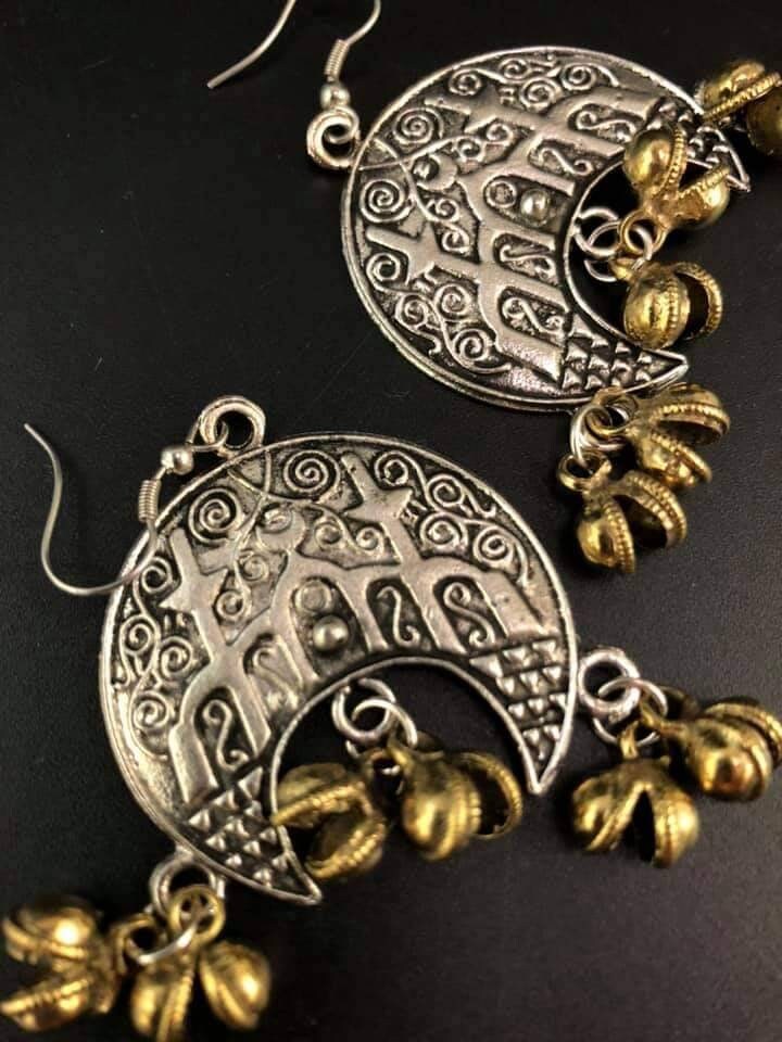 Mosque shape earring, Beaded earring, German silver,gift for her,Religious jewellery, Earring,Moon Jewelry,