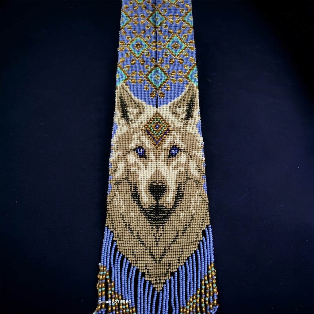 Handmade Beaded Wolf Necklace: Boho Animal Lover Jewelry
