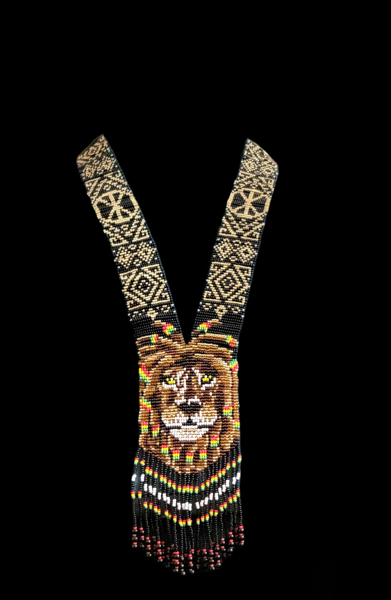 Handmade Beaded Lion Necklace: Ethnic Woven Pendant
