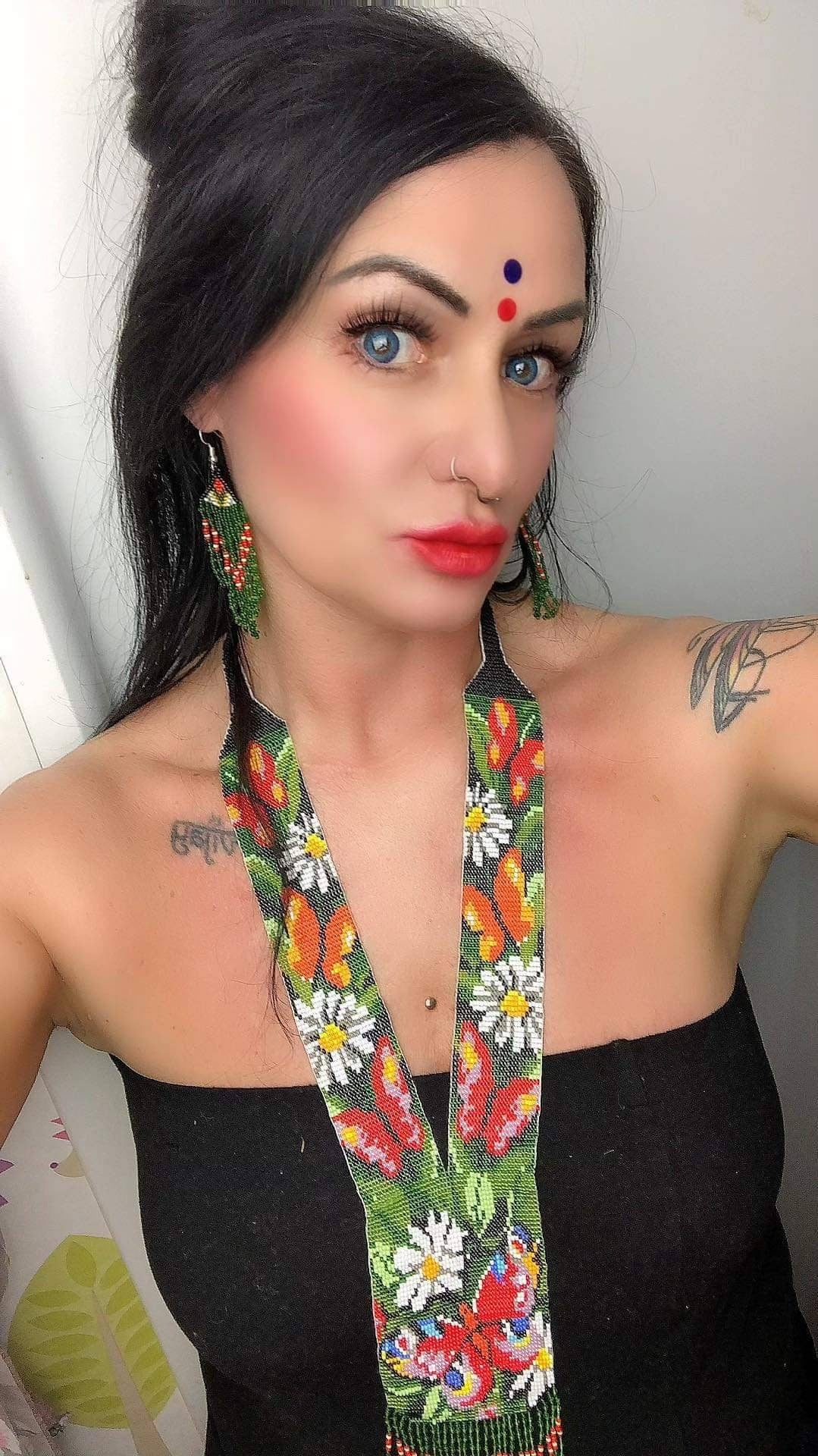 Handmade Beaded Butterfly Necklace: Floral Boho Jewelry