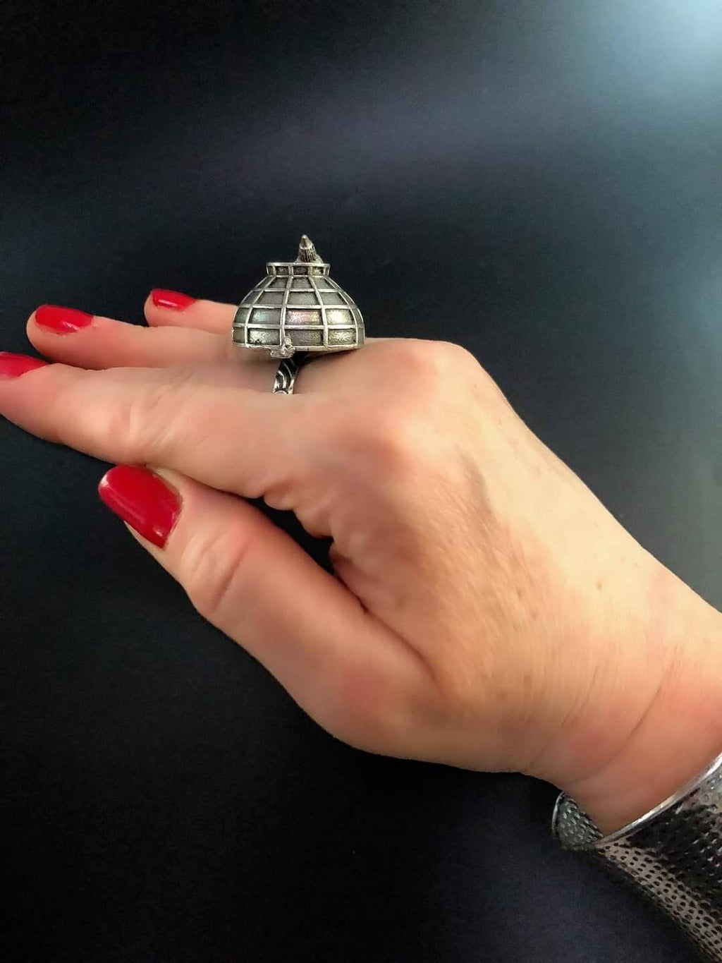 Oxidized Silver Plated Bird Ring: Handmade Adjustable Statement Ring